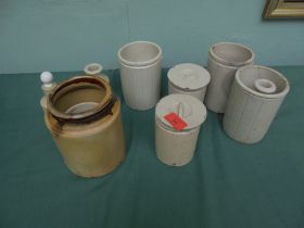 Nice vintage collection of lidded stoneware jars