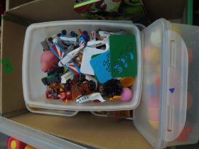 Large collection of small plastic, toys, cars,