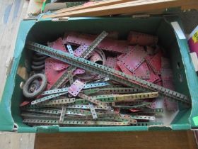 Large box of vintage Meccano parts