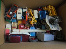 Box with qty of vintage Dinky toys (play worn)