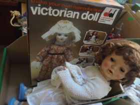 Original 1950's/60's doll of size together with box containing a Decca Toy,