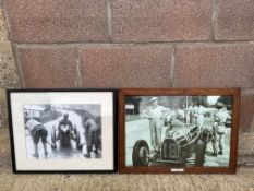 A framed and glazed photographic black and white print of the start at Shelsley Walsh in the wet,