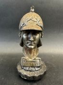 A Minerva Cars car mascot mounted on a radiator cap, approx 7" high.