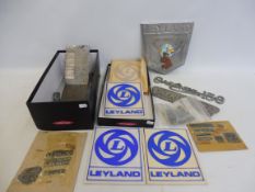 A Leyland Atlantean radiator plaque, plus assorted commercial vehicle insignia and badges