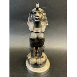 An Egyptian Pharoah car mascot - part female, part feline, display base mounted, approx. 5 3/4"