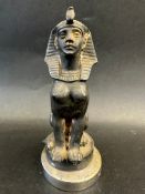 An Egyptian Pharoah car mascot - part female, part feline, display base mounted, approx. 5 3/4"