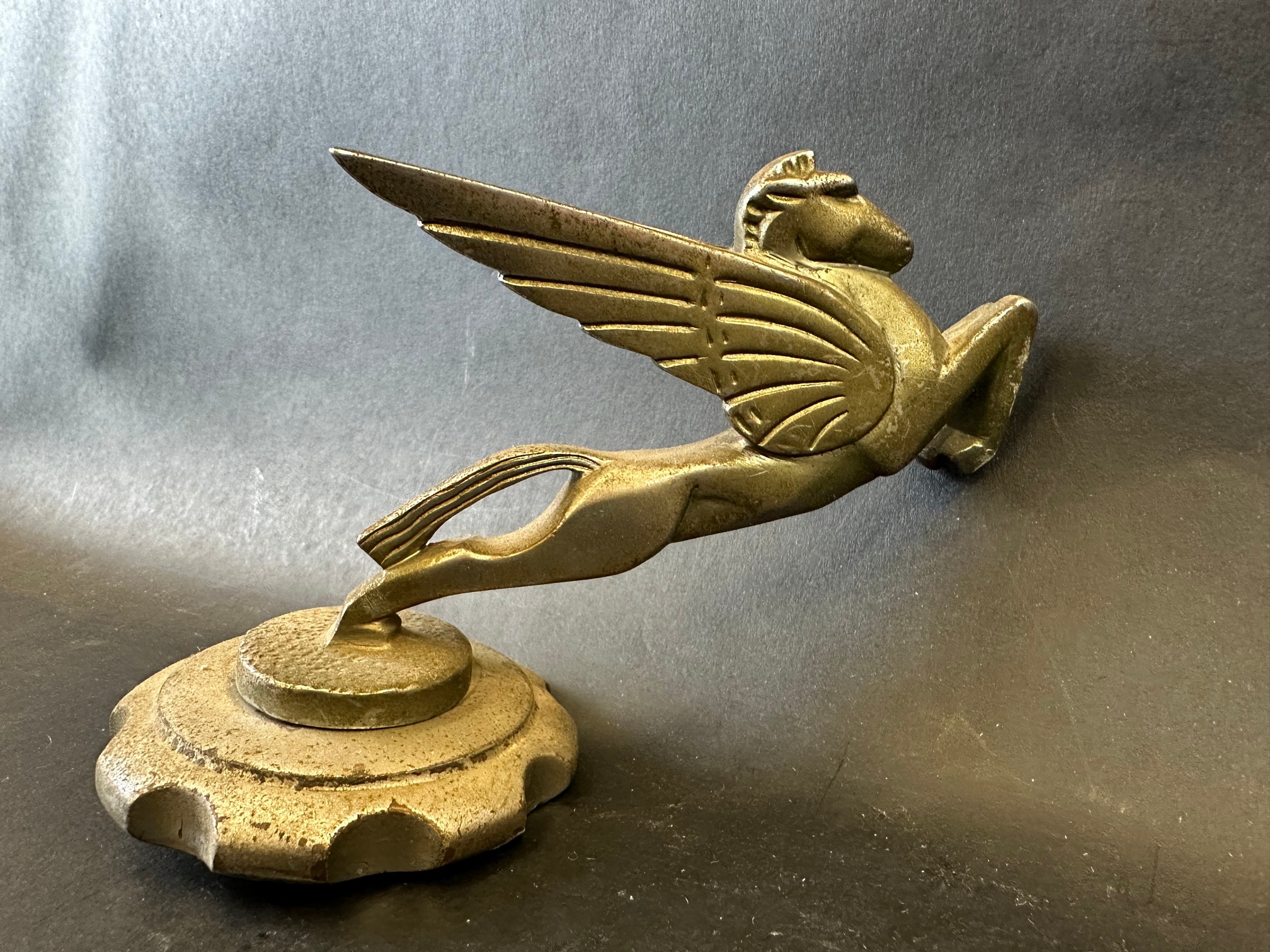 A flying Pegasus car mascot, radiator cap mounted, approx. 7" wide. - Image 3 of 4