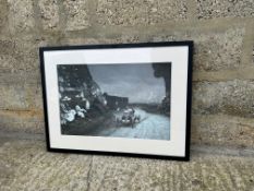 A framed and glazed black and white photographic print of Shelsley Walsh 1921, Archie Frazer Nash in