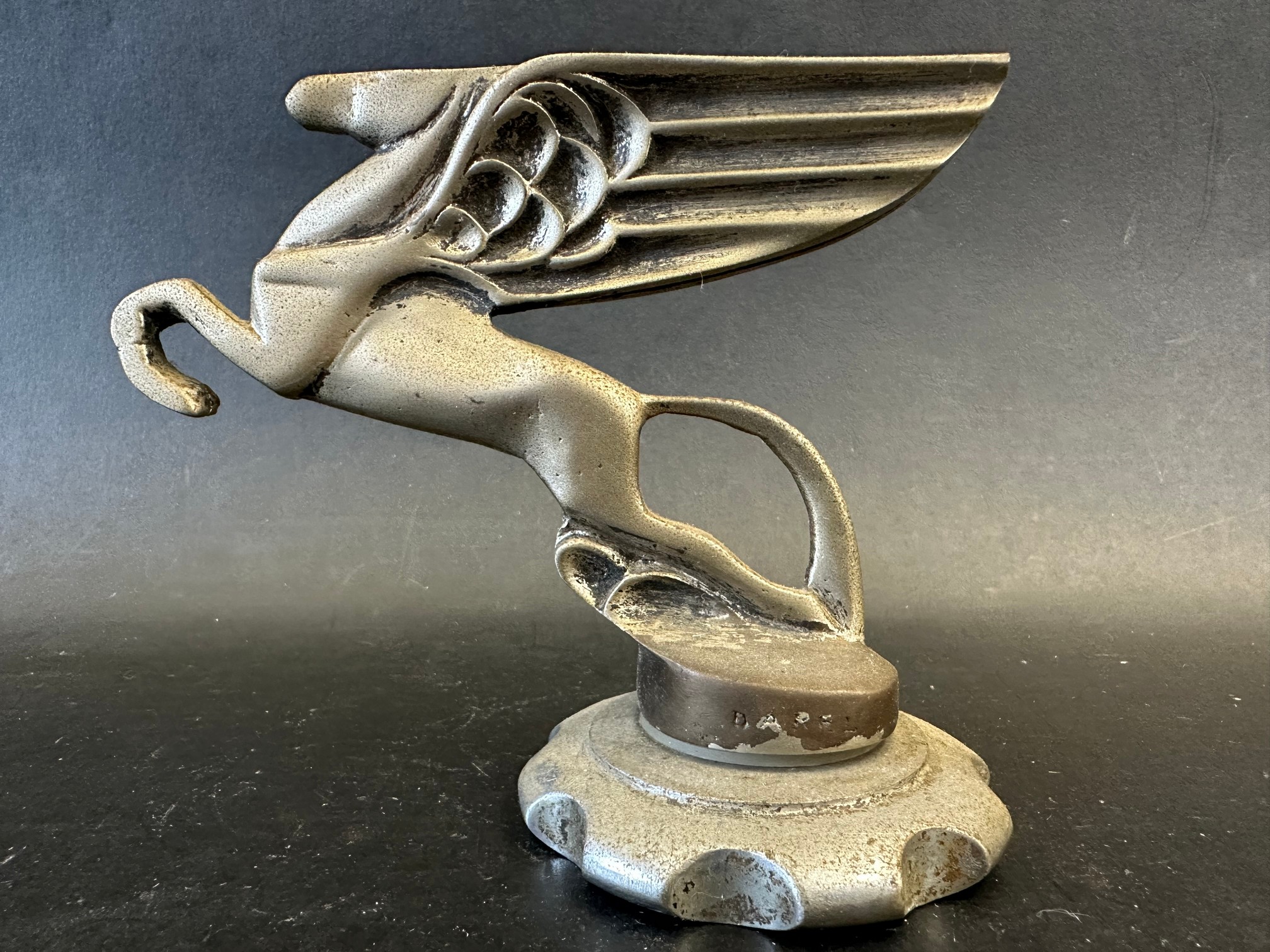 Pegasus from Amilcar Automobiles, stamped Darel to the left side of base, French. Approx. 5 1/2" - Image 2 of 3
