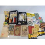 A quantity of motoring collectables including card games, a group of celluloid road sign cards,