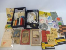 A quantity of motoring collectables including card games, a group of celluloid road sign cards,