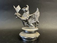 A Vauxhall griffin car mascot, radiator cap mounted, approx. 4" high.