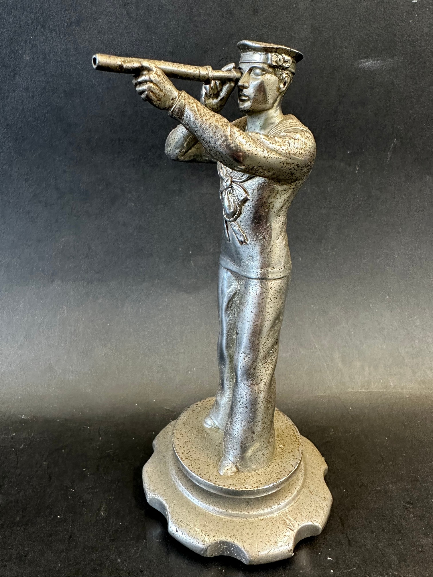 A car mascot in the form of a sailor looking through a telescope, radiator cap mounted, approx. 6 - Image 2 of 5