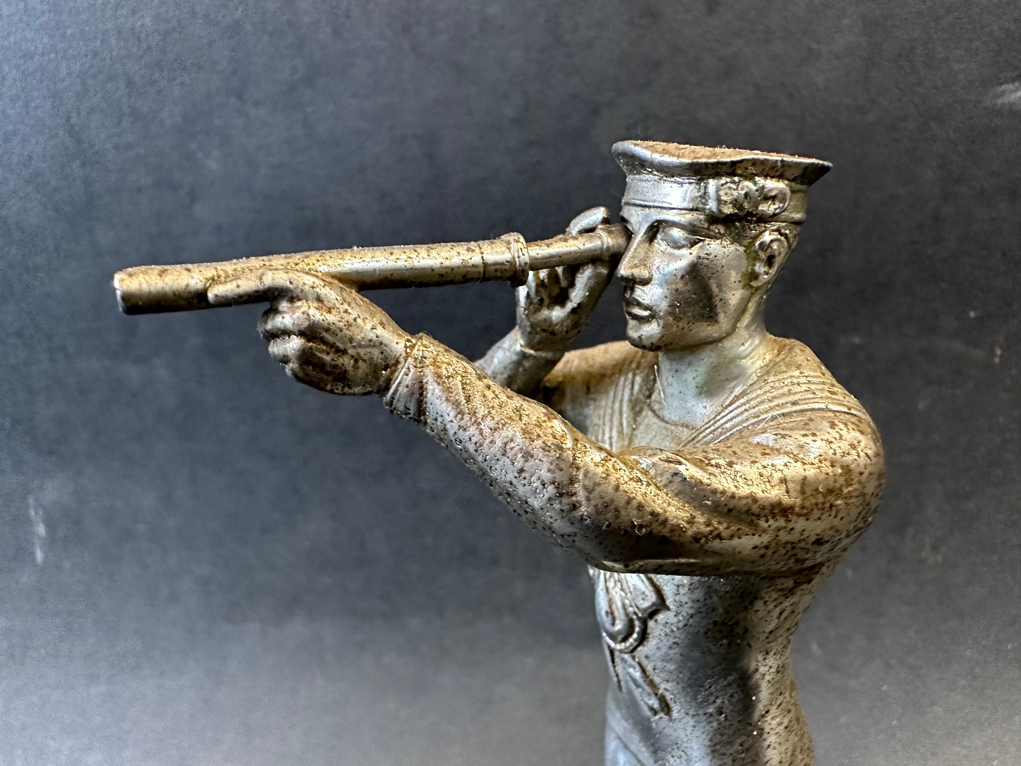 A car mascot in the form of a sailor looking through a telescope, radiator cap mounted, approx. 6 - Image 4 of 5