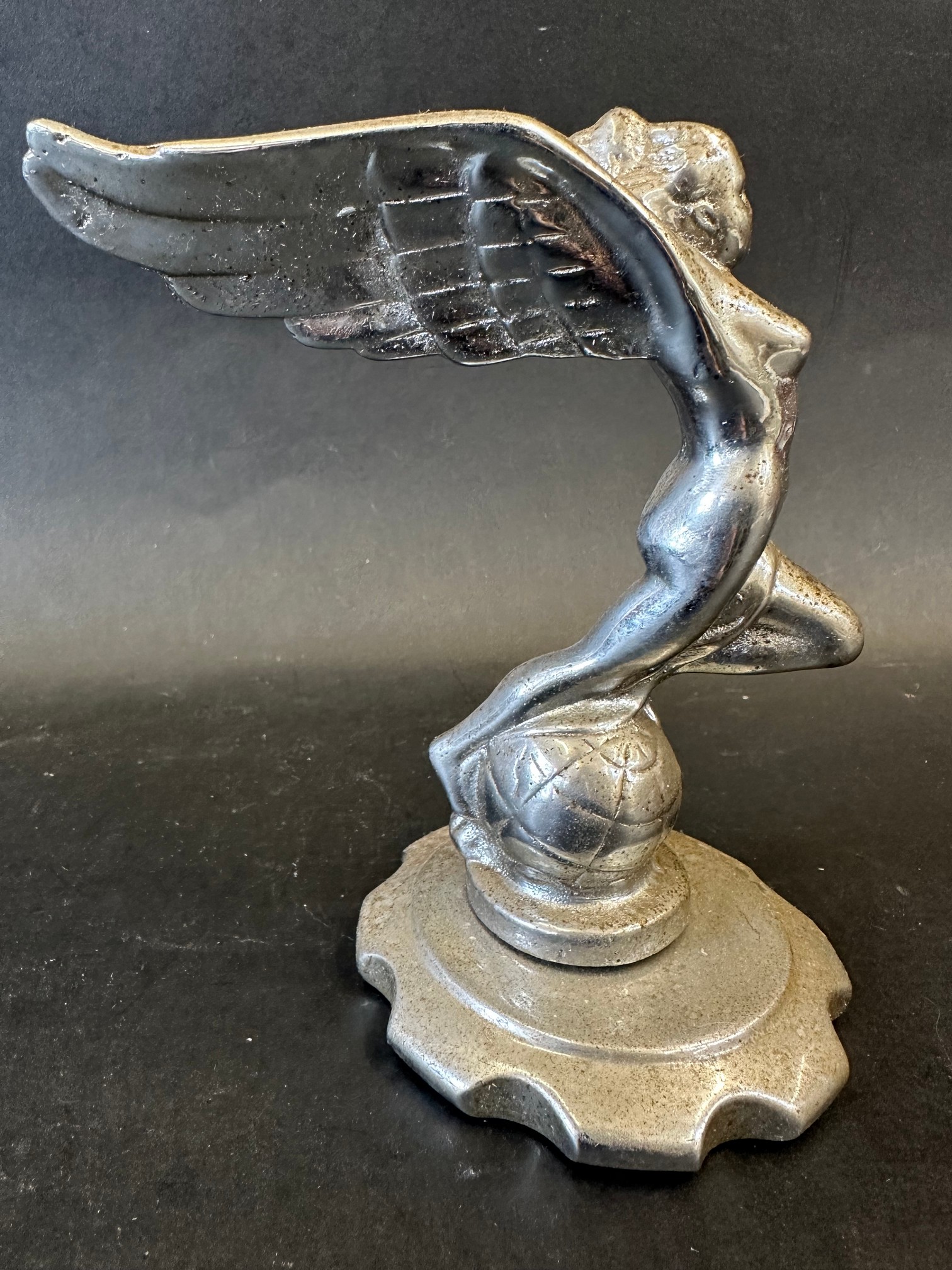 A car mascot in the form of a winged lady on top of a globe, possibly for the Triumph Gloria, - Image 2 of 5