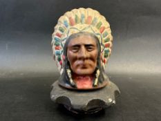 A Guy Indian Chief radiator mascot, believed original paint, mounted on a heavy duty radiator cap,