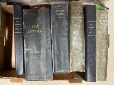 Six bound volumes of early magazines including The Autocar volume 50, Jan-March 1923, Old Motor
