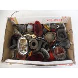 A box of rear lamp parts etc.