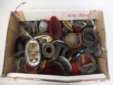 A box of rear lamp parts etc.