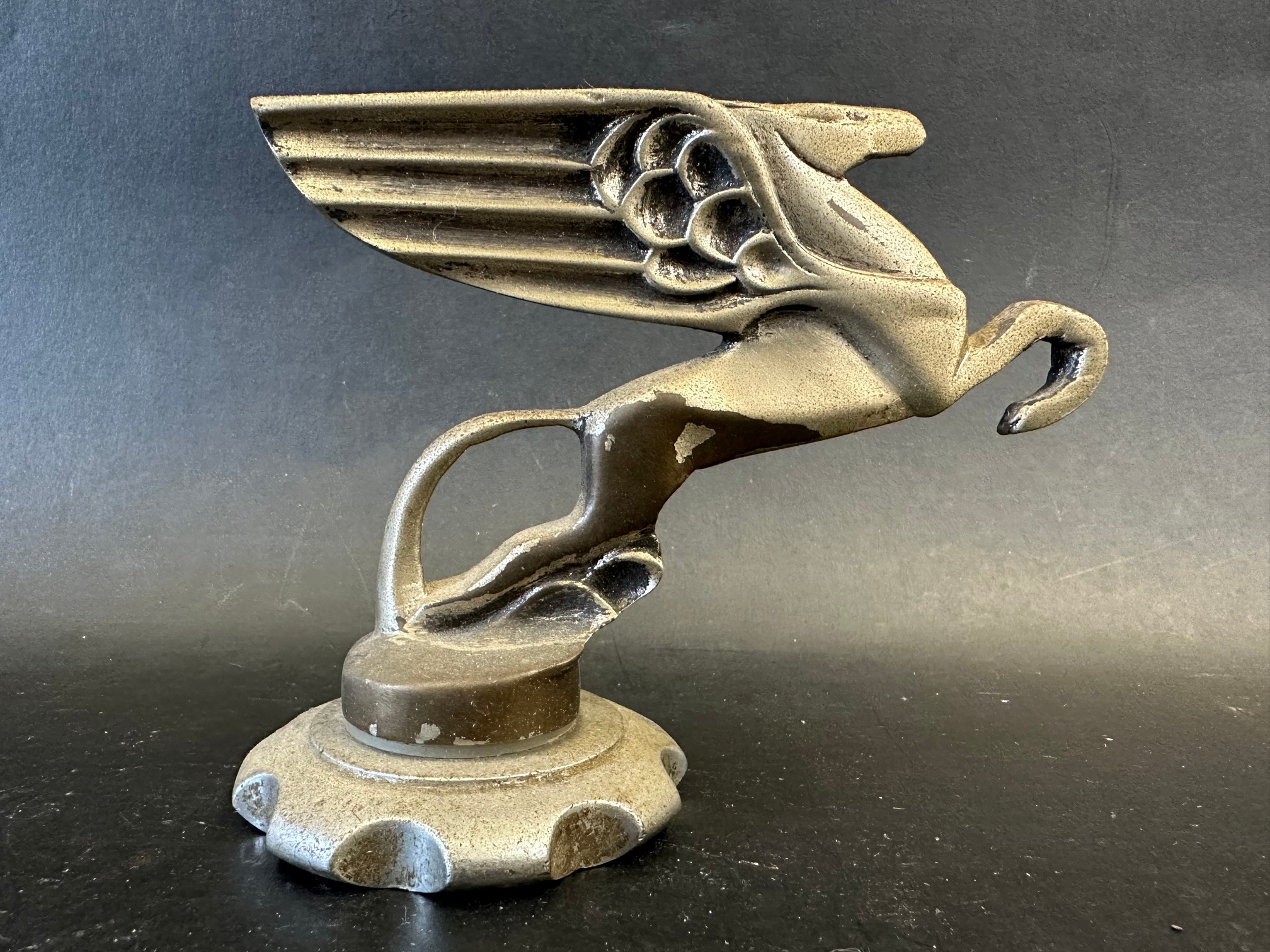 Pegasus from Amilcar Automobiles, stamped Darel to the left side of base, French. Approx. 5 1/2"