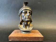 A car accessory mascot in the form of a Roman soldier, display base mounted, approx. 5 1/4" high.