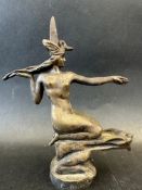 Deesse au Dragon (Dragon Goddess) by Antoine Elie Ottavy (1887-1951), a bronze car mascot marked