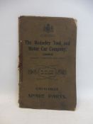 A 1908-9 Wolseley Tool and Motor Car Company Limited Catalogue of Spare Parts for 14hp live axle
