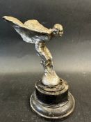 A Rolls-Royce Spirit of Ecstasy car mascot, signed Charles Sykes and dated 6.2.11, display base