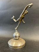 A car accessory mascot in the form of Mercury (Roman God of Speed) on a sphere, approx. 8" high.