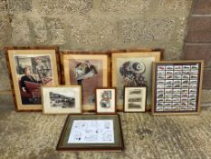 A selection of framed and glazed photographs of early motoring scenes, plus a framed and glazed
