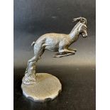 An unusual and rare car mascot in the form of a springbok/gazelle, radiator cap mounted, marked