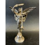 A car mascot in the form of an angel with laurel wreath crown and trumpet to left hand, approx. 7"