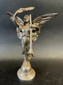 A car mascot in the form of an angel with laurel wreath crown and trumpet to left hand, approx. 7"