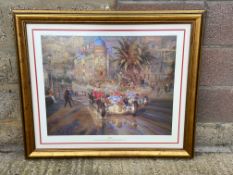 A large framed and glazed coloured limited edition print by Alfredo De La Maria, titled 'Hat