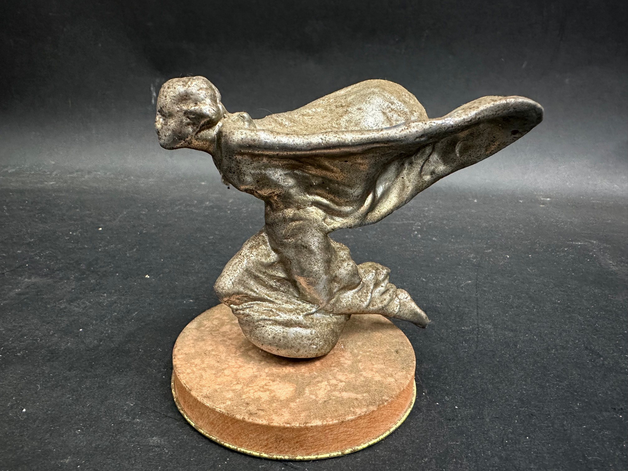 A Rolls-Royce kneeling lady car mascot inscribed 26.1.34 and signed C. Sykes, approx. 3 3/4" high - Image 3 of 3