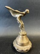 A Rolls-Royce Spirit of Ecstasy car mascot stamped under the wings and signed Sykes to base,