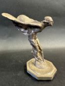 A Rolls-Royce Spirit of Ecstasy car mascot, signed to base: Charles Sykes, mounted on an octagonal