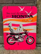A Honda cardboard advertising board, probably late 1970s.