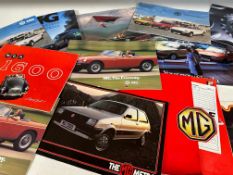 A quantity of MG car brochures including the TF and the MGA.