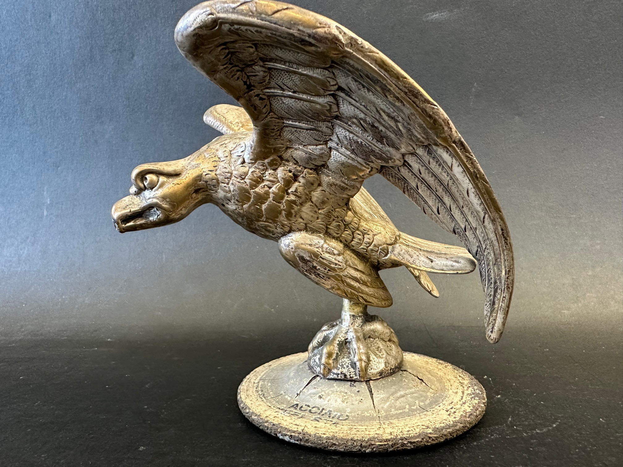 A car mascot in the form of an eagle, several stamped markings around the display base including - Image 2 of 5