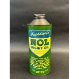 A Duckham's NOL Engine Oil cylindrical quart can.