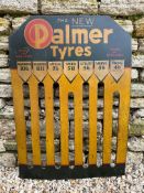 A rare 'New Palmer Tyres' lithographic tin advertising sign with slots for bicycle tyres,