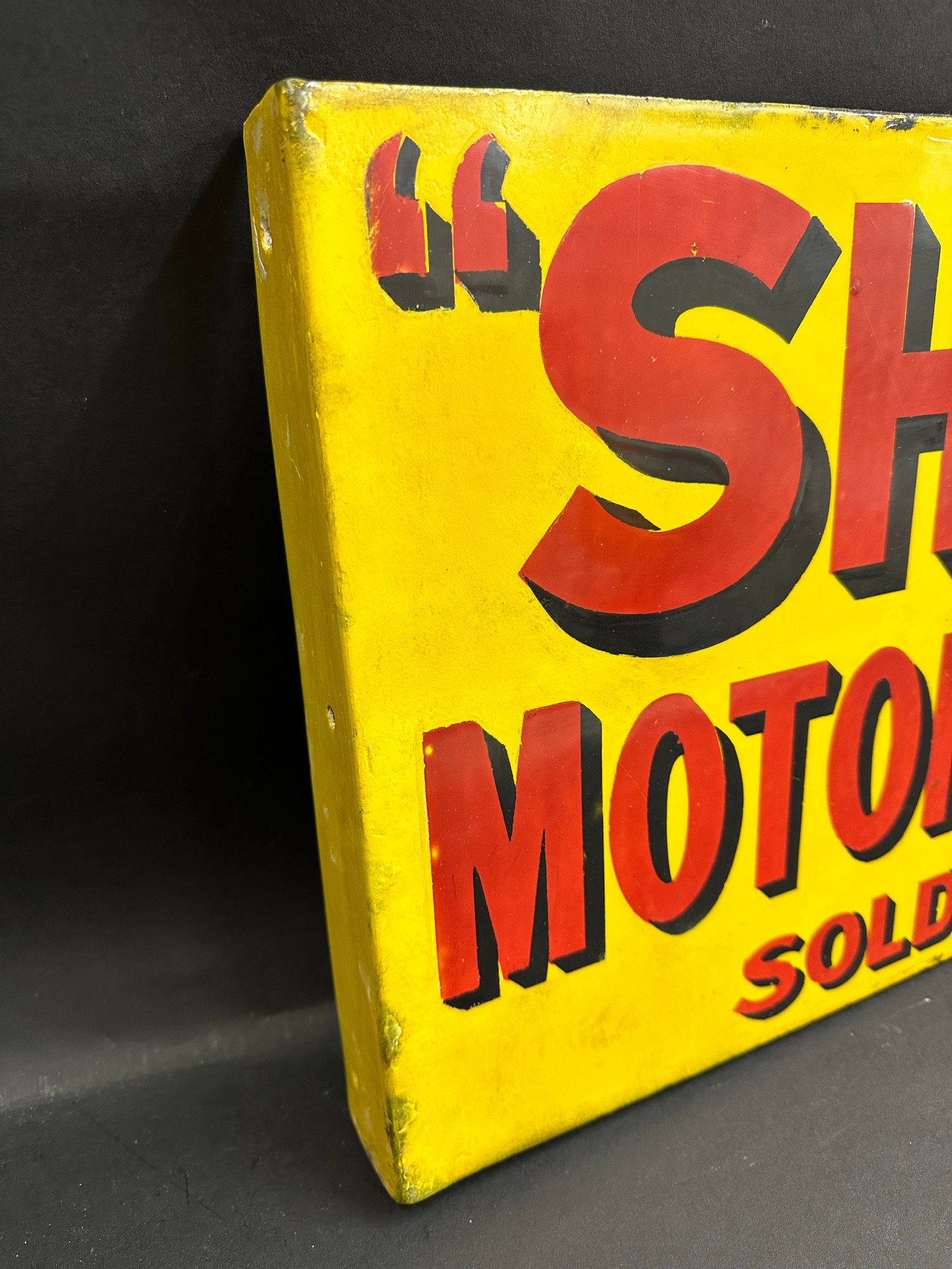 A Shell Motor Spirit Sold Here double sided enamel sign by Bruton of Edmonton, with replacement - Image 5 of 5