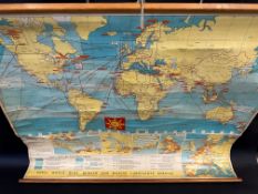 A Shell World-Wide Bunker and Marine Lubricants Service map of the world, 41 x 34".