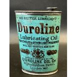 A Duroline Lubricating Oil oval can.