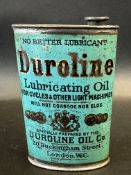 A Duroline Lubricating Oil oval can.