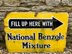 A 'Fill Up Here with National Benzole Mixture' rectangular enamel sign, 36 x 24".