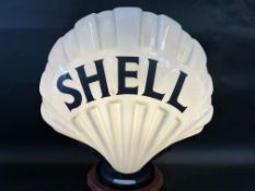 A fat Shell glass petrol pump globe by Chance Brothers of Smethwick, fully stamped underneath, two