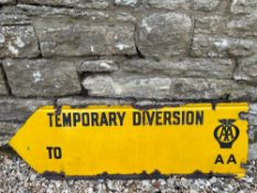 An AA Temporary Diversion double sided directional enamel sign, 38 x 12".