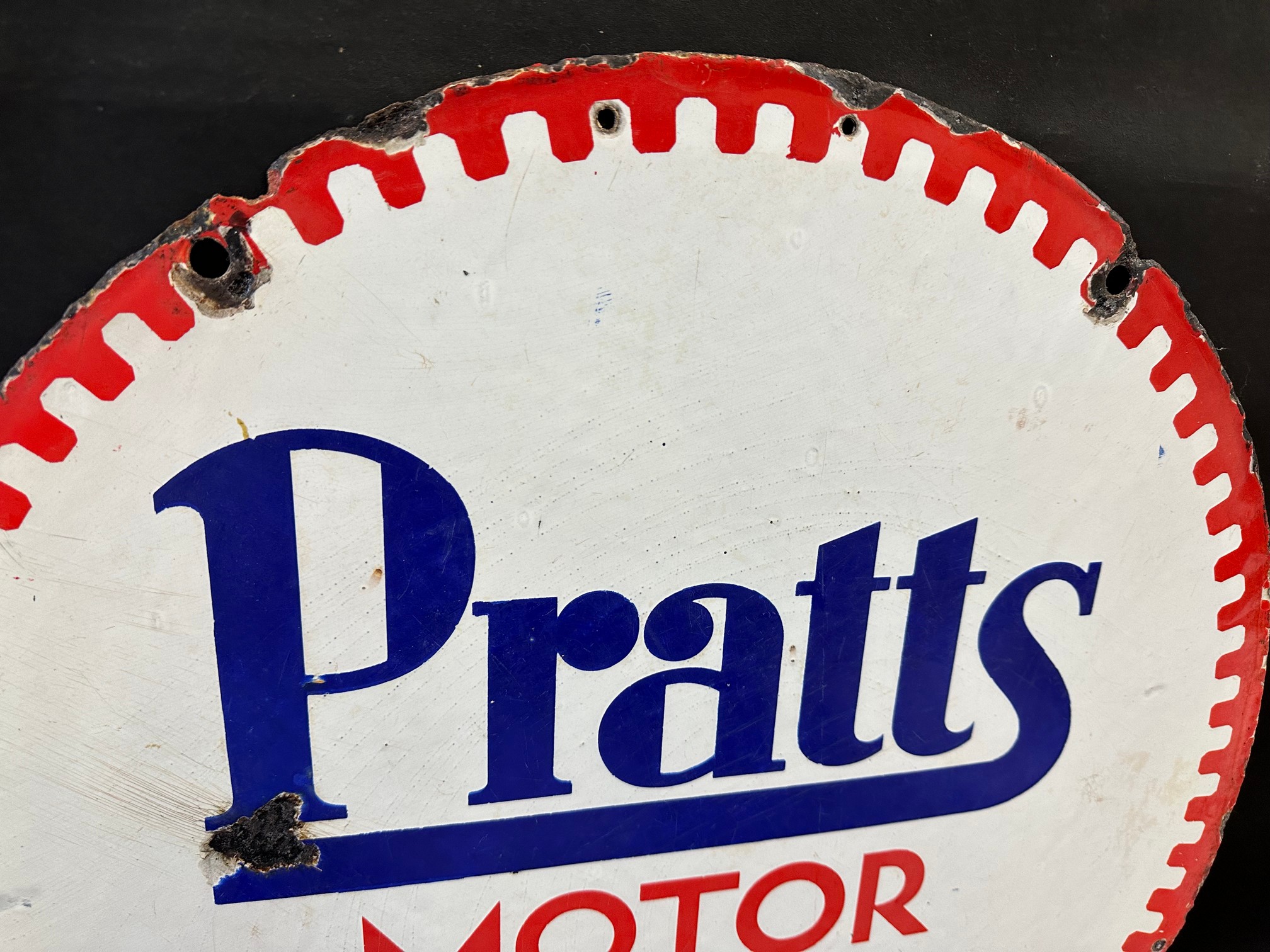 A Pratts Motor Oil circular double sided enamel sign by Bruton of Palmers Green, dated December - Image 5 of 5